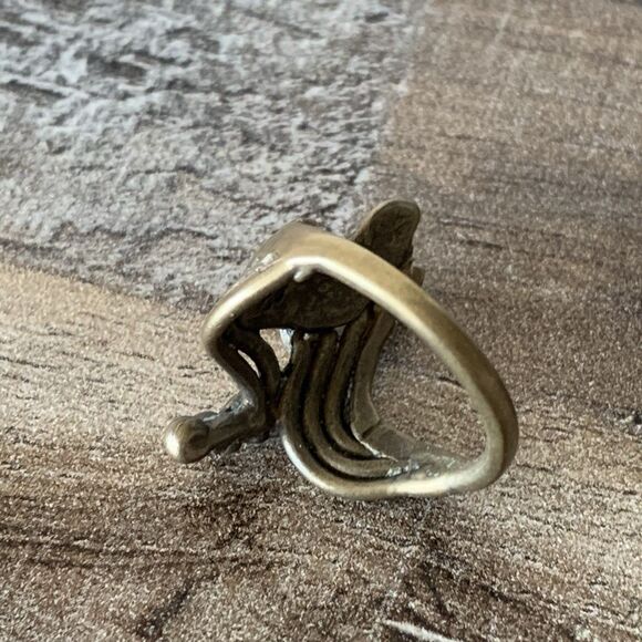 Vintage Brutalist Style Brass Or Bronze Ring Size 6.5 Modernist Sculptural Art - Picture 5 of 15